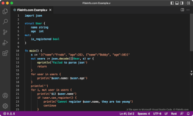 Screenshot of a .v file in Microsoft Visual Studio Code
