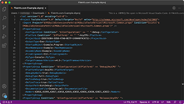 Screenshot of a .vbproj file in Microsoft Visual Studio Code