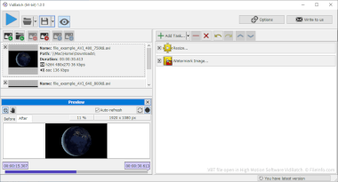 Screenshot of a .vbt file in High Motion Software VidBatch
