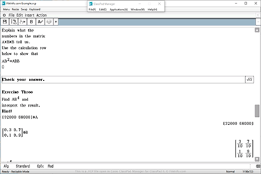 Screenshot of a .vcp file in Casio ClassPad Manager for ClassPad II