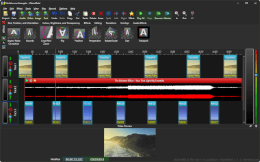 Screenshot of a .videomeld file in GoldWave VideoMeld 1.7