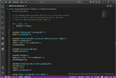 Screenshot of a .vsh file in Microsoft Visual Studio Code 1.11