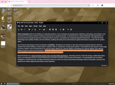 Screenshot of a .whtml file in TinyMCE in daedalOS