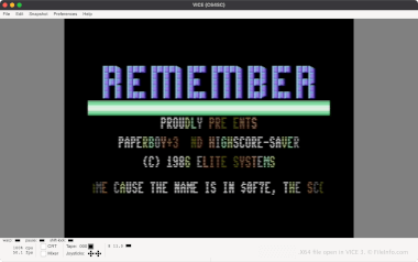 Screenshot of a .x64 file in VICE 3