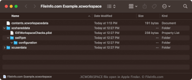XCWORKSPACE file open in Apple Finder