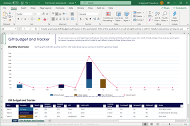 Screenshot of a .xltx file in Microsoft Excel 365