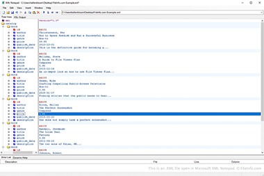 Screenshot of a .xml file in Microsoft XML Notepad