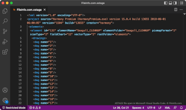 Screenshot of a .xstage file in Microsoft Visual Studio Code