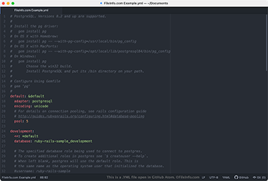 Screenshot of a .yml file in GitHub Atom