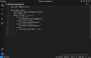Screenshot of a .zig file in Microsoft Visual Studio Code