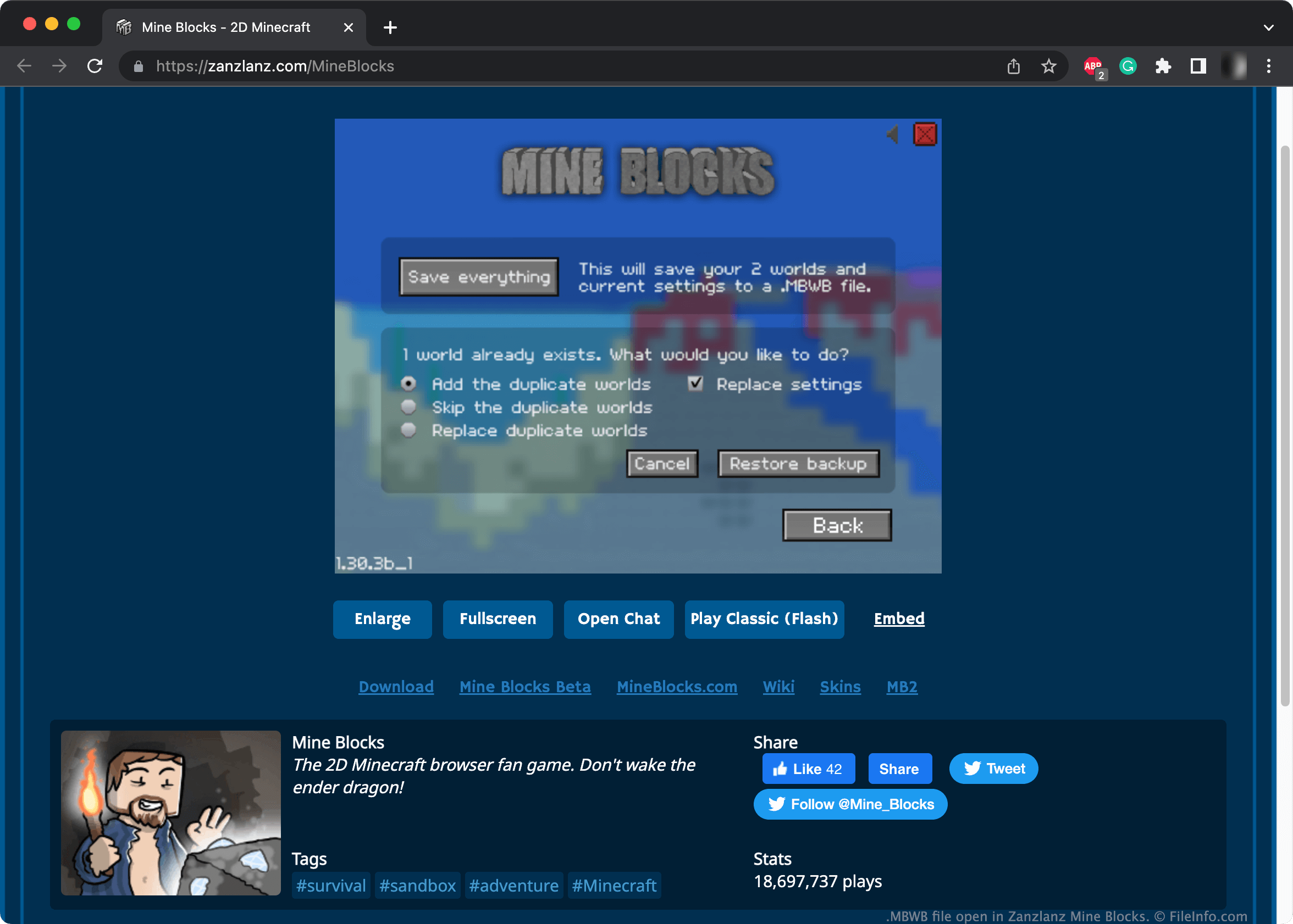 MINECRAFT 2D: MINE BLOCKS 2 free online game on
