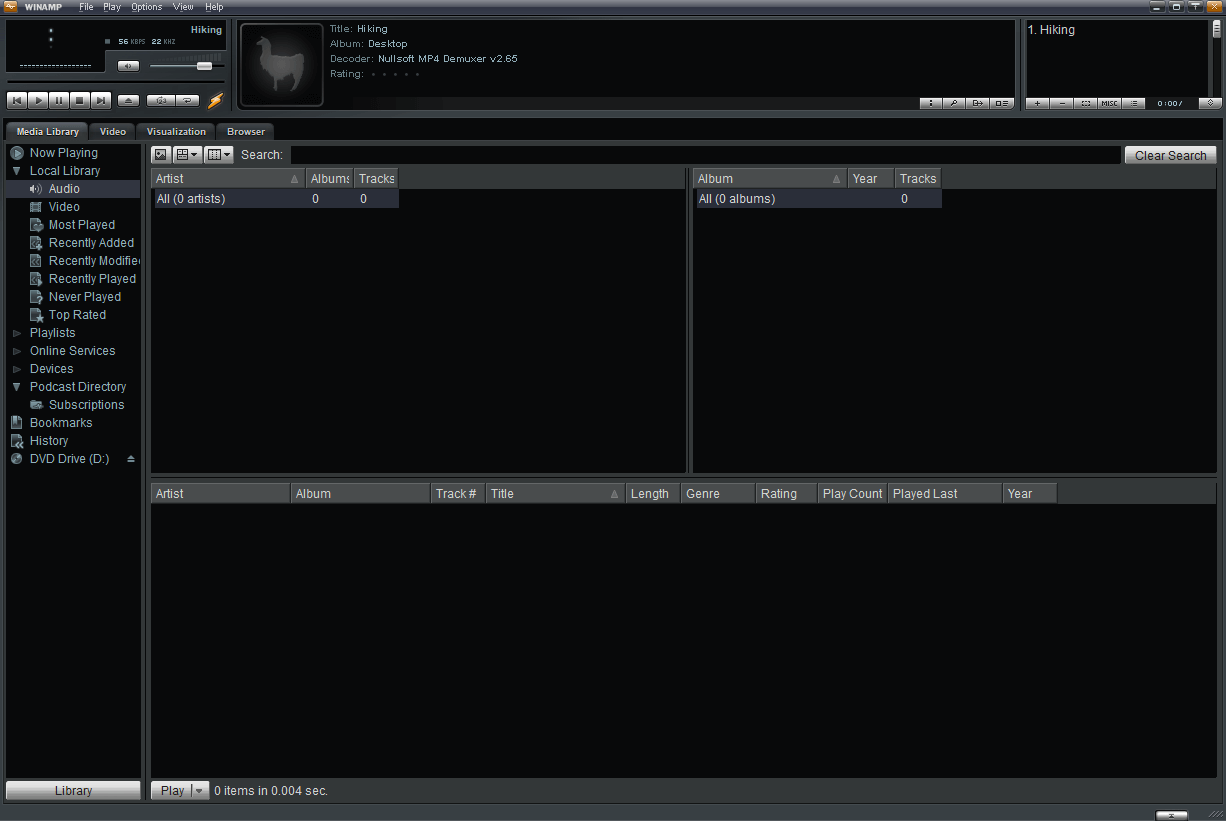 расширенный поиск в библиотеке объявлений Winamp