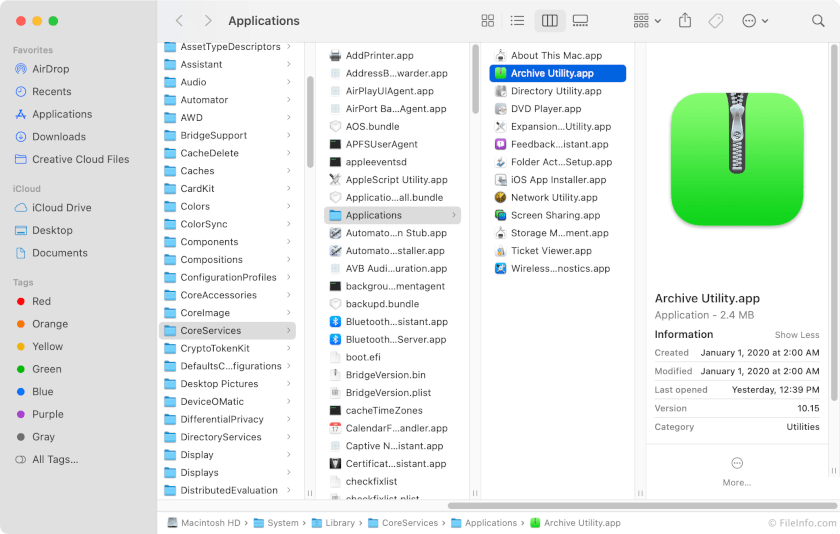 archive utility on mac
