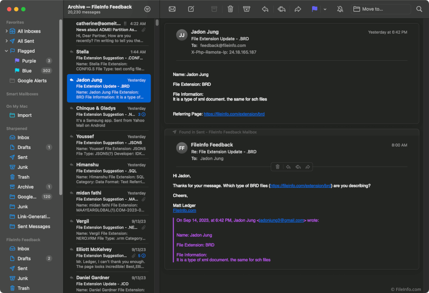 Apple Mail 16 - Supported File Formats
