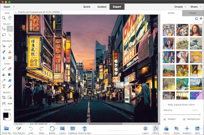 Screenshot of Adobe Photoshop Elements 2022