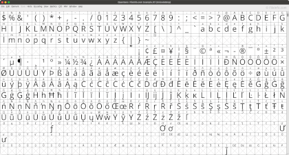 Screenshot of FontForge 2023