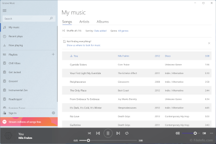 Screenshot of Microsoft Groove Music 10