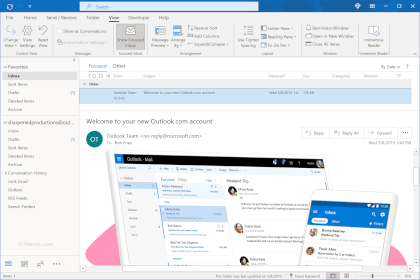 Screenshot of Microsoft Outlook 365