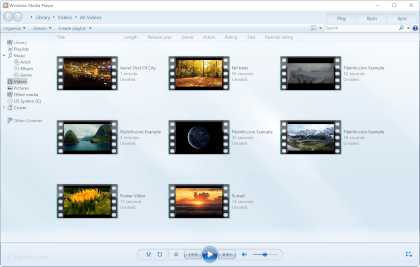 Screenshot of Microsoft Windows Media Player 12