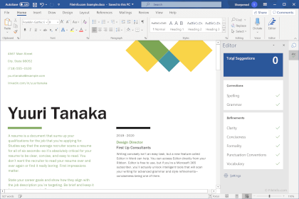 Screenshot of Microsoft Word 365